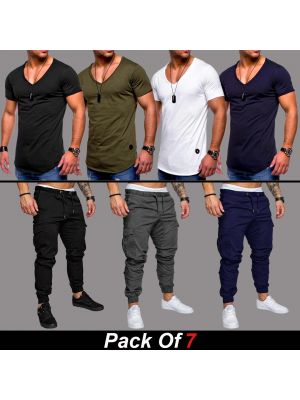 7 Pieces - UPK Deal (4 V-Shirts + 3 Cargo Pants)