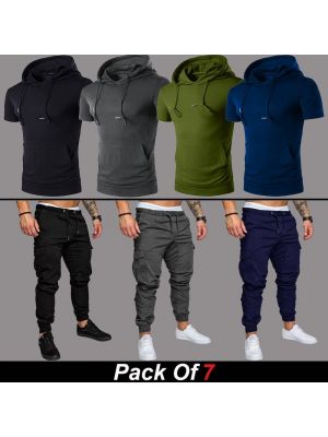 7 Pieces - STOK Deal (4 Hood Shirts + 3 Cargo Pants)