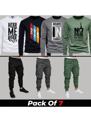 7 Pieces - NSP Deal (4 Full Sleeves + 3 Cargo Pants)