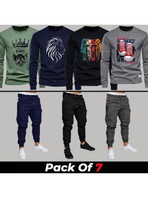 7 Pieces - QQA Deal (4 Full Sleeves + 3 Cargo Pants)
