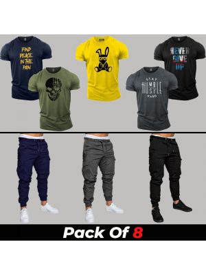 8 Pieces - UUKJ Deal (5 T-Shirts + 3 Cargo Pants)