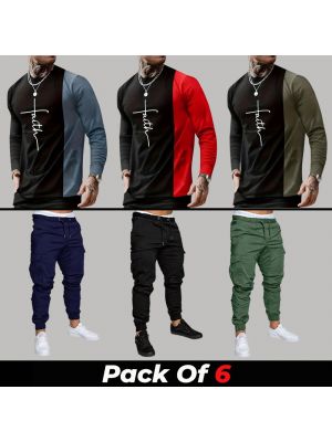 6 Pieces - CHQ Deal (3 Full Sleeves + 3 Cargo Pants)