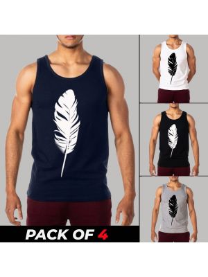 4 Pieces - Feather Tank Tops