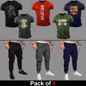 8 Pieces - LAKMJ Deal (5 T-Shirts + 3 Cargo Pants)