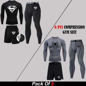 6pcs Compression Gym Suit (Black & Grey Suits)