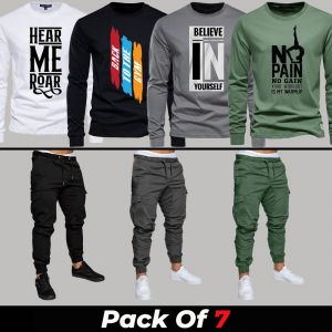 7 Pieces - NSP Deal (4 Full Sleeves + 3 Cargo Pants)