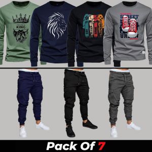 7 Pieces - QQA Deal (4 Full Sleeves + 3 Cargo Pants)