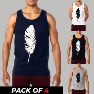 4 Pieces - Feather Tank Tops