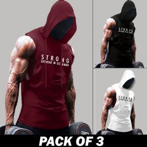 3 Pieces - Gym Hooded Tanks